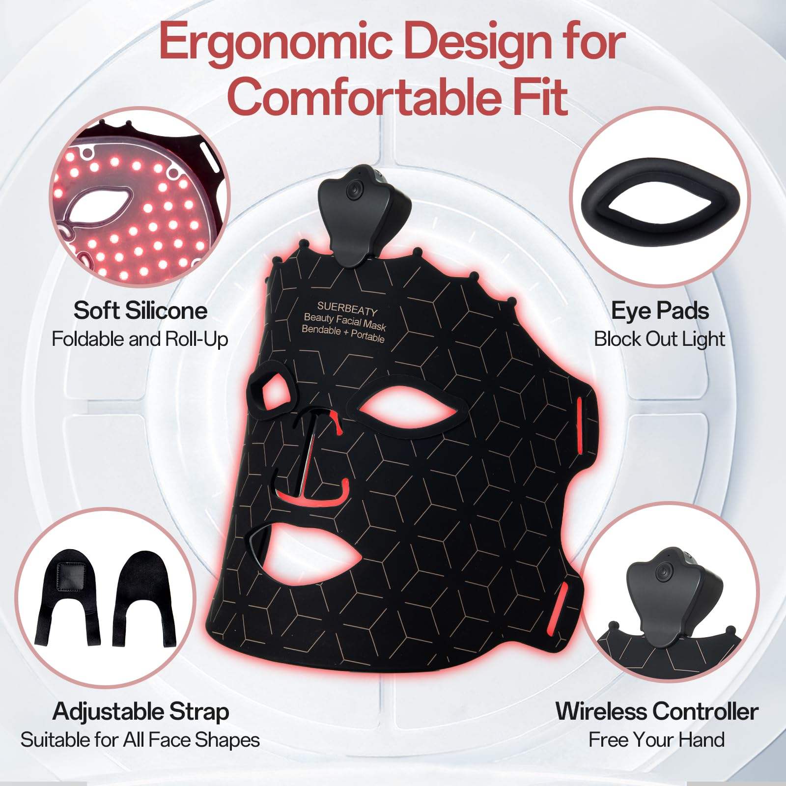 MySupplements® Premium LED Light Therapy Mask – Silicone, 7 Colors, Anti-Aging & Skin Tightening
