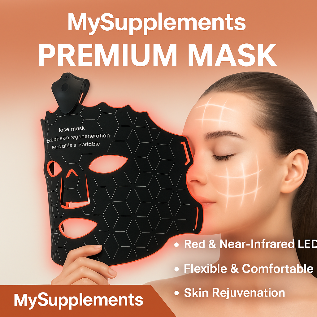 MySupplements® Premium LED Lichttherapie Maske – Silikon, 7 Farben, Anti-Aging &amp; Hautstraffung
