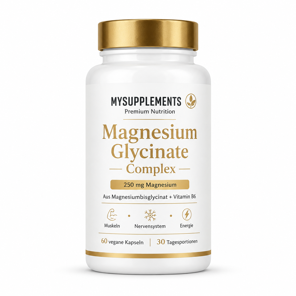 Magnesium Glycinate Complex 250 mg Magnesium mit Vitamin B6 60 vegane Kapseln MySupplements