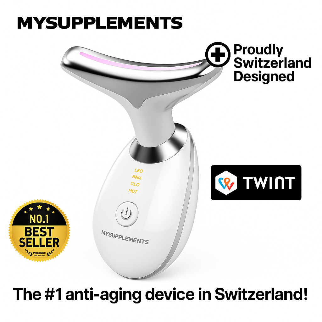 MySupplements® Premium EMS Rotlicht 7-LED Nacken- &amp; Gesichtsmassagegerät