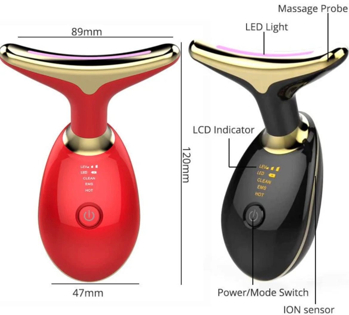 MySupplements® Premium EMS Rotlicht 7-LED Nacken- &amp; Gesichtsmassagegerät